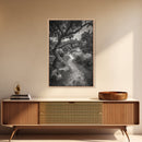 Forest Path, Twisting Trees, Nature Trail Scene, Framed Canvas Print, Earthy Wall Art, Boho Woodland Decor, Entryway or Hallway Accent