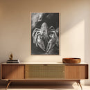 Lobster Close Up, Marine Life Art, Coastal Kitchen Decor, Monochrome Sea Animal, Framed Canvas Print, Ocean Wall Art, Nautical Print