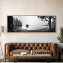 Misty Cove, Pacific Coast, Tranquil Shore, Canvas Print, Zen Nature Wall Art, Bathroom Decor, Moody Black and White Art