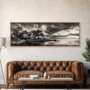 Lakeside Cabin, Stormy Sky, Rustic Escape, Framed Canvas Print, Cabin Wall Art, Lake House Decor, Autumn Living Room Art, Cozy Lodge Style
