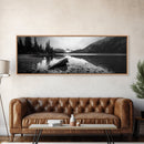 Alpine Lake, Moody Mountains, Foggy Reflection, Canvas Print, Serene Wall Art, Nature Photography, Bedroom Art, Den Decor, Office Decor