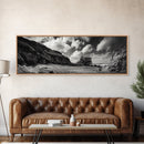 Cliff House, Ocean Cabin, Windy Coast, Framed Canvas Print, Moody Landscape Art, Rustic Wall Decor, Autumn Entryway Art