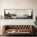 Foggy Coast, Misty Trees, Silent Bay, Canvas Print, Moody Landscape Photography, Bedroom Wall Art, Nature Inspired Decor