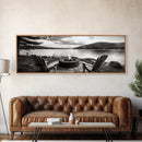 Lakeside Fire Pit, Adirondack Chairs, Mountain Retreat, Framed Canvas Print, Fall Cabin Wall Art, Rustic Living Room Decor, Cozy Mood