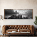 Ocean Harvest, Driftwood Crate, Coastal Mood, Framed Canvas Print, Nautical Wall Decor, Rustic Bathroom Art, Moody Coastal Artwork
