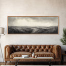Foggy Path, Coastal Field, Silent Morning, Canvas Print, Neutral Bedroom Art, Scandinavian Style, Minimal Fall Wall Decor