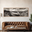 Marsh Landscape, Coastal Grasslands, Autumn Earth Tones, Framed Canvas Print, Fall Wall Art, Farmhouse Style, Rustic Entryway Decor