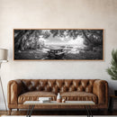 Secluded Picnic Spot, Ocean View, Tranquil Escape, Nature Sanctuary Art, Framed Canvas Print, Kitchen Wall Decor, Coastal Forest Vibe