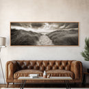 Sandy Dune Path, Grassy Trail, Seaside Journey, Beach Nature Scene, Framed Canvas Print, Minimalist Wall Art, Autumn Coastal Decor