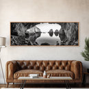 Sea Cave View, Ocean Reflections, Nature Escape, Framed Canvas Print, Beach House Wall Art, Zen Decor, Black and White Coastal Style
