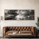 Woodland Creek Flow, Sepia Landscape Scene, Peaceful Forest Art, Canvas Print, Autumn Wall Decor, Rustic Living Room Artwork