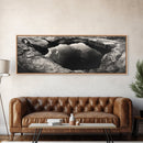 Natural Rock Pool, Moody Water Reflection, Rustic Earth Photography, Canvas Print, Zen Bathroom Wall Art, Minimalist Nature Decor