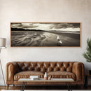Seagull Beach Walk, Coastal Landscape, Minimalist Style, Canvas Print, Beach Wall Art, Fall Decor, Bedroom Wall Art, Nature Photography