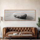 Smooth Beach Rock, Minimal Seascape, Zen Coastal Decor, Tranquil Framed Canvas Print, Modern Spa or Bedroom Wall Art
