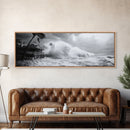 Stormy Waves, Ocean Fury, Tropical Housefront, Canvas Print, dramatic coastal decor, fall storm wall art, modern living room statement
