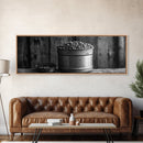 Rustic Bean Bucket, Farmhouse Kitchen, Country Decor, Autumn Wall Art, Framed Canvas Print, Rustic Style, Cozy Kitchen Wall Art