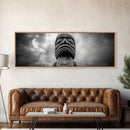 Tribal Totem Head, Cultural Wall Art, Primitive Sculpture Print, Monochrome Decor, Canvas Print, Office or Study Accent