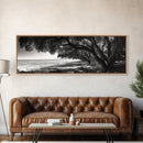 Ocean Trees, Shoreline Light, Majestic Forest, Beach Scene, Framed Canvas Print, Boho Wall Decor, Bedroom Art, Zen Coastal Artwork