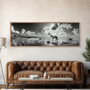 Beach Horse Reflection, Coastal Freedom, Wild Spirit Scene, Framed Canvas Print, Western Bathroom Art, Minimalist Beach House Decor