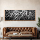 Textured Leaves, Monochrome Nature, Abstract Pattern, Botanical Wall Art, Framed Canvas Print, Modern Bedroom Art, Minimalist Decor