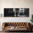 Cowboy Boots Closeup, Rustic Chair, Leather Details, Western Life, Framed Canvas Print, Masculine Office Wall Art, Farmhouse Style