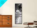 Tropical Palm, Beach Scene, Coastal Vibes, Framed Canvas Print, Relaxing Ocean Art, Bathroom Wall Decor, Minimalist Seaside Landscape