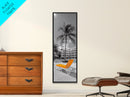 Poolside Palm, Tropical Escape, Resort Vibe, Orange Chair, Framed Canvas Print, Summer Wall Decor, Boho Art, Living Room Tropical Art