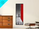 Man Silhouette, Red Wall, Boardwalk Contrast, Minimal Scene, Framed Canvas Print, Urban Wall Art, Modern Decor, Office Accent Piece
