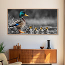Duck Family, Pond Life, Nature Scene, Wildlife Photography, Canvas Print, Nursery Wall Art, Cute Animal Print, Nature Lover Gift Idea