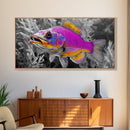 Neon Fish, Vibrant Sea Life, Underwater Wall Art, Ocean Fantasy, Framed Canvas Print, Kids Room Decor, Tropical Pop Art, Bold Colors