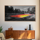 Abandoned Pool, Neon Water, Urban Decay, Vivid Glow, Canvas Print, Grunge Wall Art, Teen Bedroom Decor, Street Photography, Color Pop