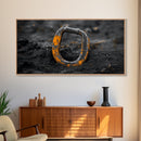 Industrial Ring, Weathered Metal, Grunge Aesthetic, Earth Tones – Canvas Print, Masculine Wall Art, Garage Decor, Minimalist Rustic Design