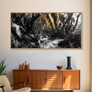 Kelp Forest, Coastal Jungle, Tidal Path, Ocean Shadows – Framed Canvas Print, Moody Marine Wall Art, Bathroom Decor, Natural Ocean Tones