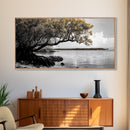 Mangrove Tree, Coastal Roots, Golden Leaves, Ocean View, Framed Canvas Print, Beach House Art, Nature Wall Decor, Minimal Coastal Vibe