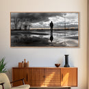 Solitude Reflection, Urban Mood, Moody Skies, Canvas Print, Modern Wall Art, Entryway Decor, Urban Photography, Minimalist Art, Rainy Day Art
