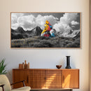 Painted Mountain Rocks, Colorful Nature Landscape, Bold Abstract Peaks, Framed Canvas Print, Living Room Wall Art, Modern Rustic Style