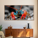 Vibrant Lobster, Red Blue, Sea Creature, Framed Canvas Print, Coastal Kitchen Wall Art, Ocean Wildlife, Nautical Bathroom Decor, Pop Art