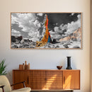 Color Rock Spire, Dramatic Sky, Desert Tower, Framed Canvas Print, Surreal Landscape Art, Southwest Decor, Living Room Adventure Vibe