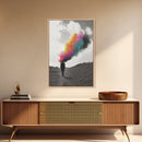 Colorful Mind, Surreal Silhouette, Abstract Smoke Art, Framed Canvas Print, Office Wall Art, Conceptual Psychedelic Art Decor