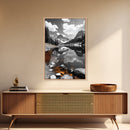 Alpine Lake, Orange Rocks, Mountain Reflection, Canvas Print, Wilderness Wall Art, Nature Explorer Decor, Rustic Lodge Wall Art