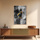 Fuzzy Bee Closeup, Insect Macro, Nature Texture, Framed Canvas Print, Wildlife Wall Art, Entomology Decor, Nature Photography
