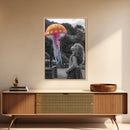 Surreal Jellyfish, Child Wonder, Fantasy Ocean Scene, Framed Canvas Print, Kids Room Wall Art, Vibrant Color Pop Art, Dreamy Decor