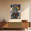 Beach Guy Portrait, Summer Sunglasses, Boho Vibe, Framed Canvas Print, Surf Shack Decor, Eclectic Wall Art, Travel Inspired Design