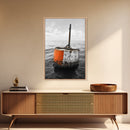 Ocean Buoy Art, Nautical Minimalism, Coastal Wall Decor, Industrial Seascape, Framed Canvas Print, Rustic Ocean Art, Bathroom Wall Art