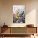 Neon Fish, Color Splash, Bright Animal, Vibrant Water, Framed Canvas Print psychedelic aquatic art, kids room fish wall decor, animal print