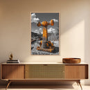 Rusty Bolt, Yellow Steel, Industrial Contrast, Framed Canvas Print, Garage Decor, Workshop Wall Art, Urban Grunge Photography