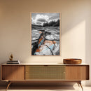 Cracked Earth, Desert Scene, Color Splash Photography, Framed Canvas Print, Modern Nature Wall Art, Industrial Decor, Earth Tones