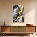Golden Trees, Dramatic Cliff Path, Ocean Horizon, Nature Escape, Framed Canvas Print, Rustic Wall Art, Autumn Decor, Entryway Art