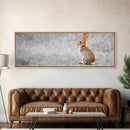 Orange Rabbit, Grass Field, Whimsical Nature, Framed Canvas Print, kids room wall art, nursery animal print, neutral nursery, woodland boho