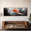 Jellyfish Glow, Ocean Depths, Abstract Sea Life, Framed Canvas Print, marine animal art, coastal bathroom decor, modern underwater wall art